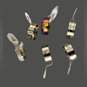 Lot of 6 Band Rings Sz. 6 - 7 MM 17 Men Women Unisex Rainbow Owl Love Assort NEW